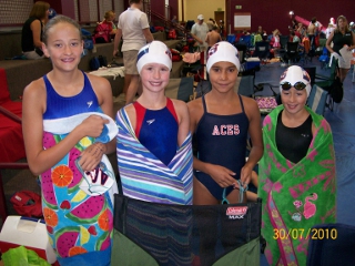 Ari with her relay team at the state meet